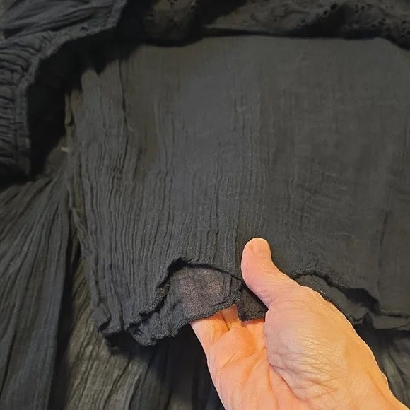 Free People One Adella Slip Dress Black Lace Mini XS Boho Festival Ruffle Hem - Picture 13 of 15